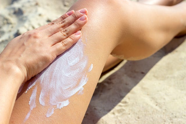 applying sunscreen