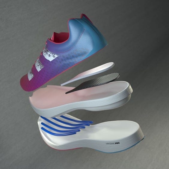 ﻿disección interna de las zapatillas de running dress adidas adizero adios pro