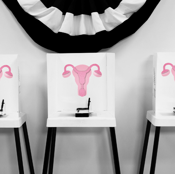 a ballot box with an illustration of a uterus
