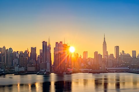 Midtown Manhattan skyline at sunrise
