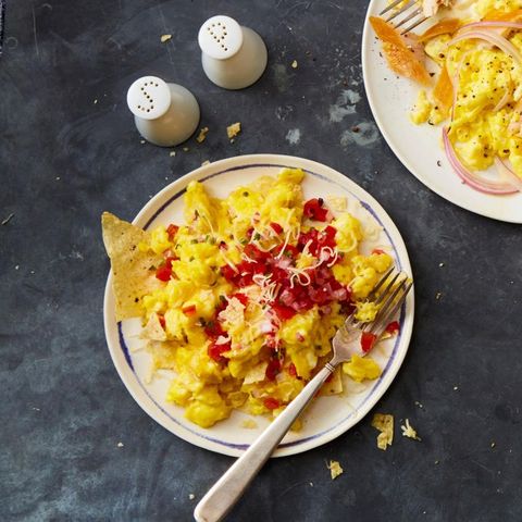 migas recipe for breakfast with salsa on top