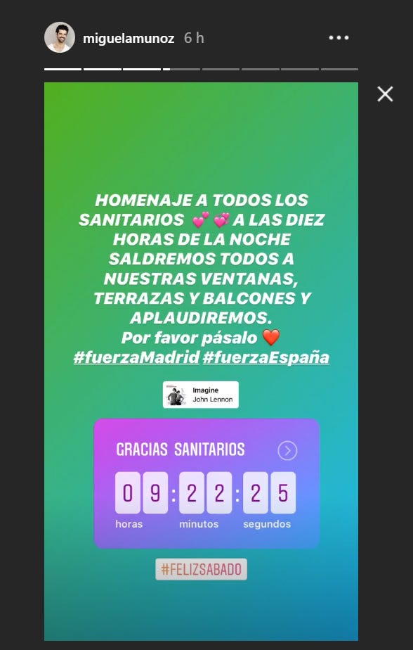 Mensaje de Miguel Ángel Muñoz para rendir homenaje al personal sanitario