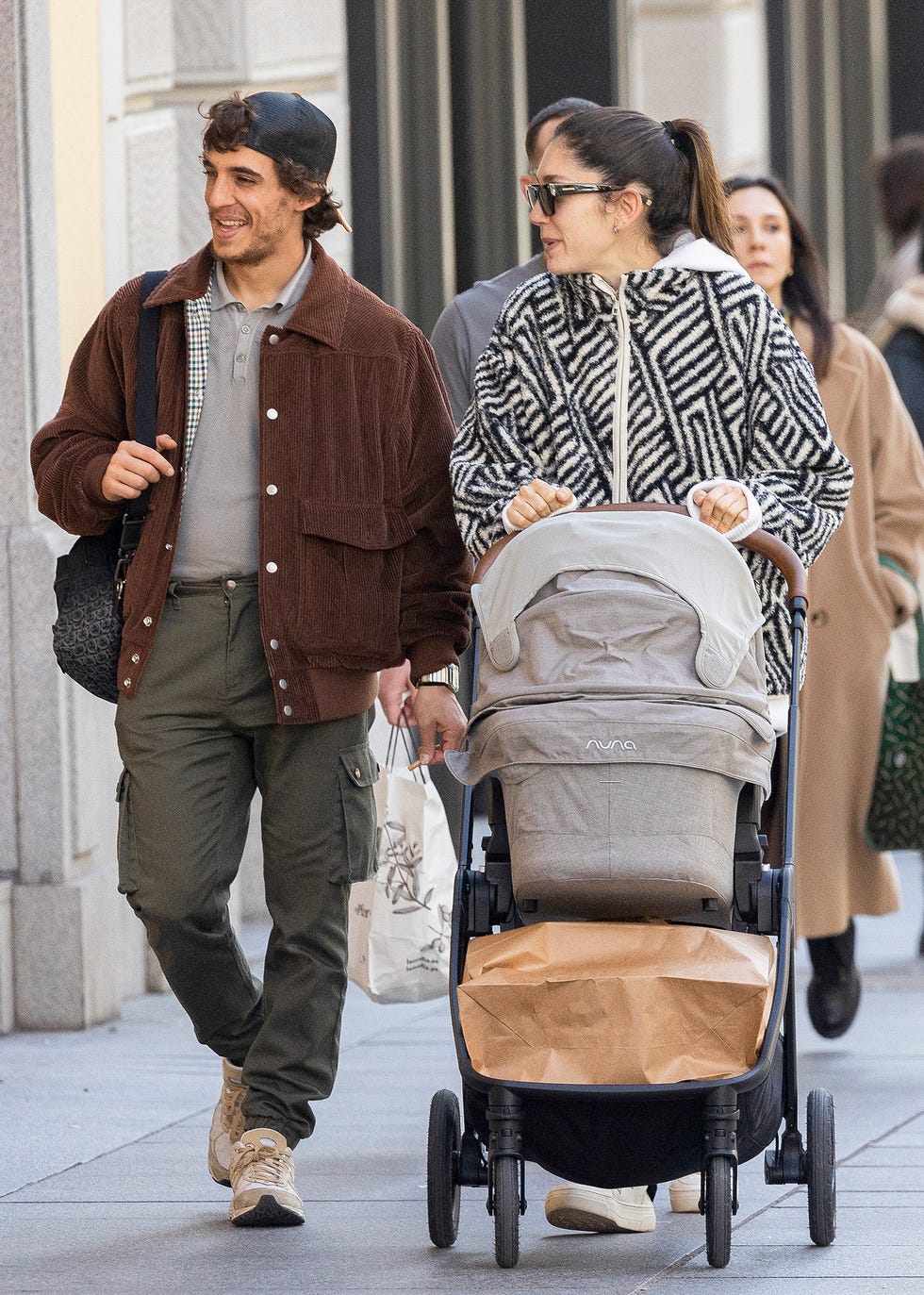 actor miguel herran and celia pedraza with daughter maria herranz pedraza in madrid january 24 2024