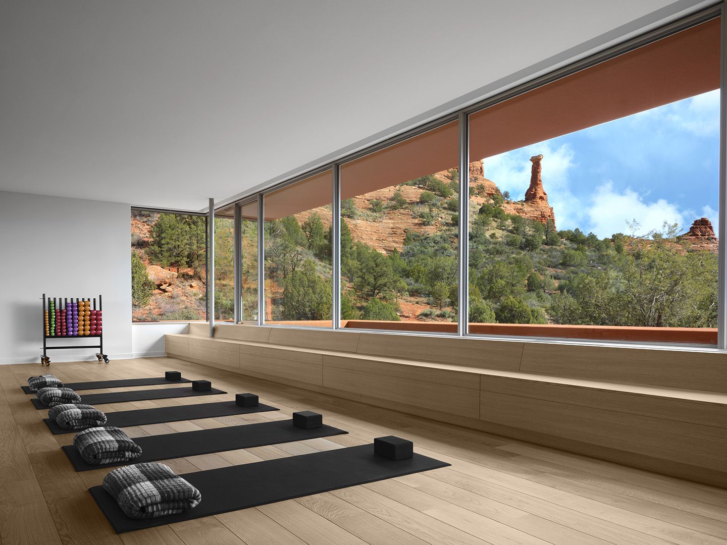 Premium Photo  Interior of a modern yoga studio with wooden floor