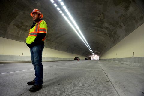 Eastbound lanes of I-70 going through the Twin Tunnels east of Idaho Springs to be fully operational.