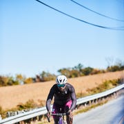 mike riding outside on the road in new jersey