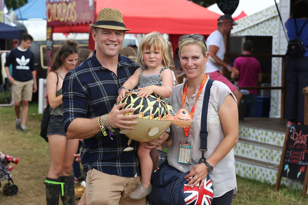 Mike and Zara Tindall with their oldest daughter Mia in 2006
