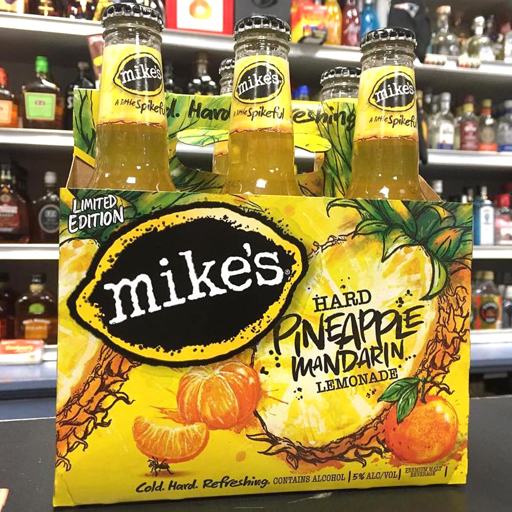a 6 pack of mike's hard limited edition pineapple mandarin lemonade drinks