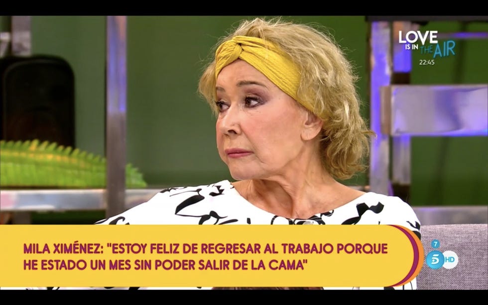 mila ximénez regresa a 'sálvame' tras meses de ausencia y en pleno tratamiento contra el cáncer