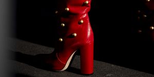 Footwear, High heels, Red, Shoe, Knee-high boot, Boot, Human leg, Leg, Joint, Fashion, 