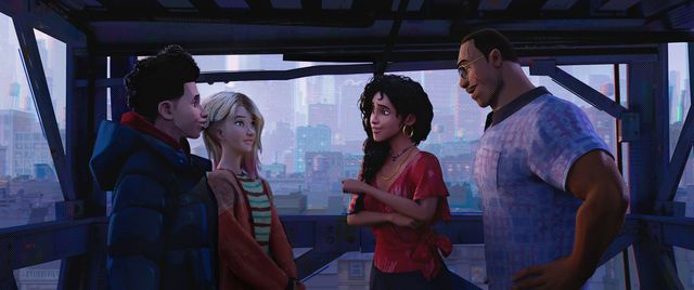 Miles Morales, Gwen Stacy, Rio, Jeff, Spiderman přes Spiderverse