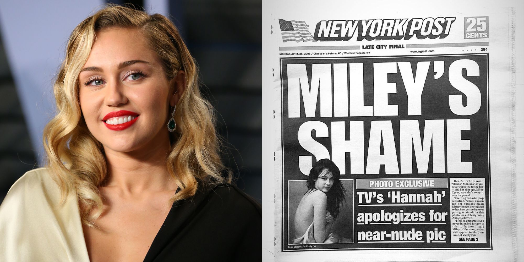 2000px x 1000px - Miley Cyrus Retracts Her Apology Over That 2008 Vanity Fair Near-Nude  Magazine Shot