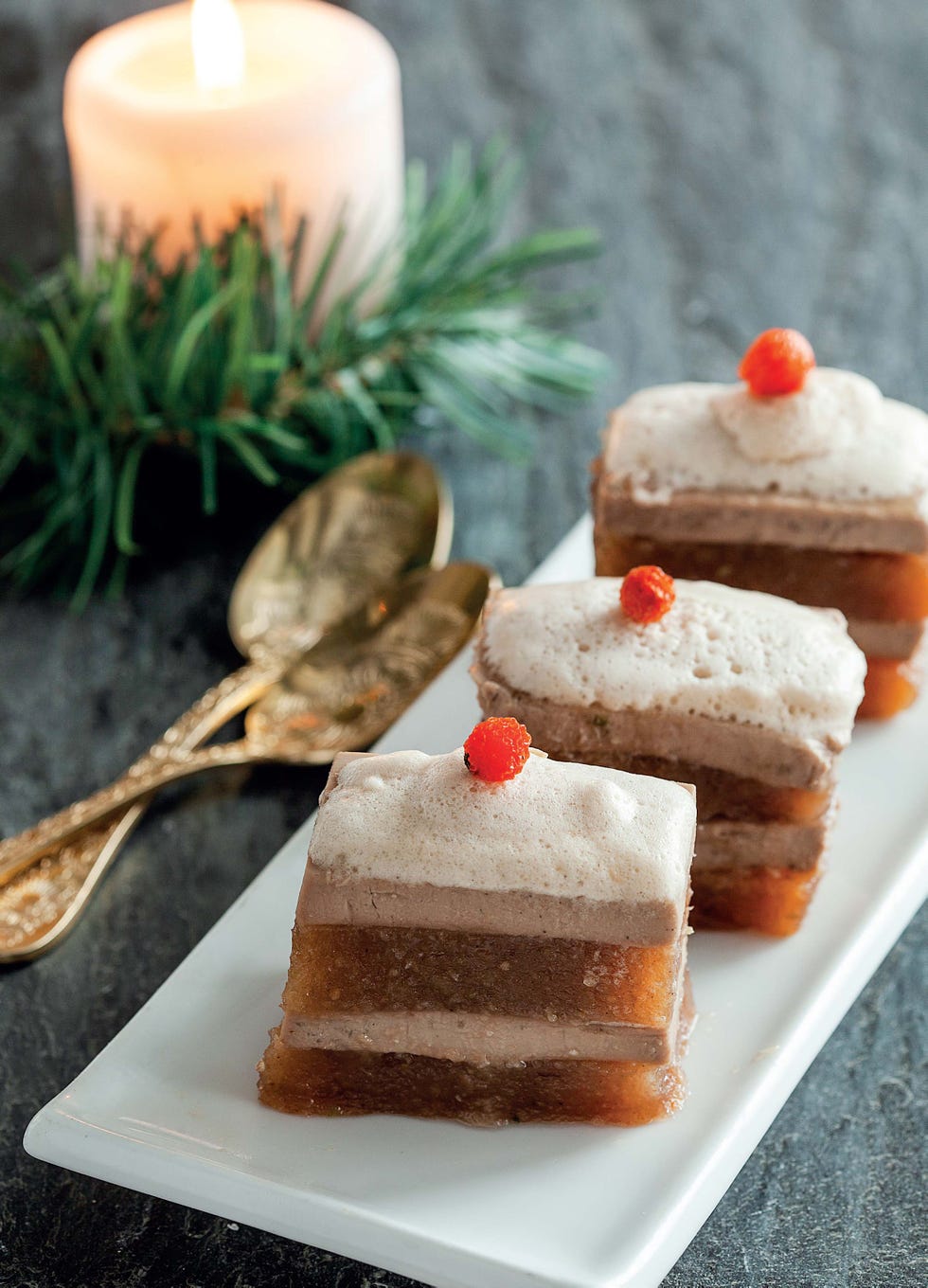 milhojas de foie y membrillo con gelatina de jerez