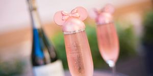 Drink, Pink, Champagne cocktail, Champagne, Champagne stemware, Alcoholic beverage, Wine, Wine cocktail, Sparkling wine, Stemware, 