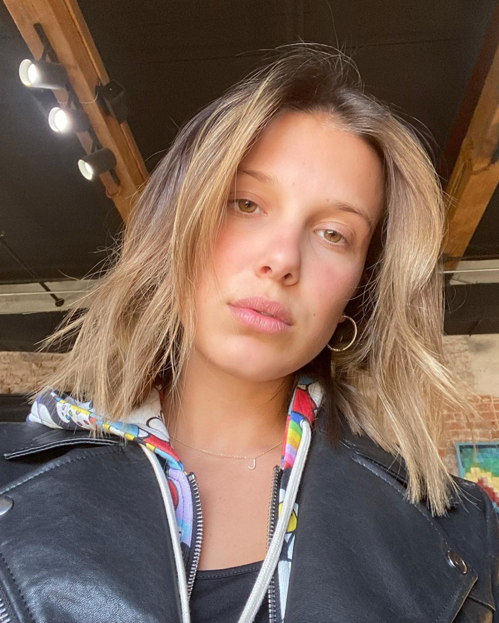 Millie Bobby Brown Wears Extensions After Hair Cut In Another