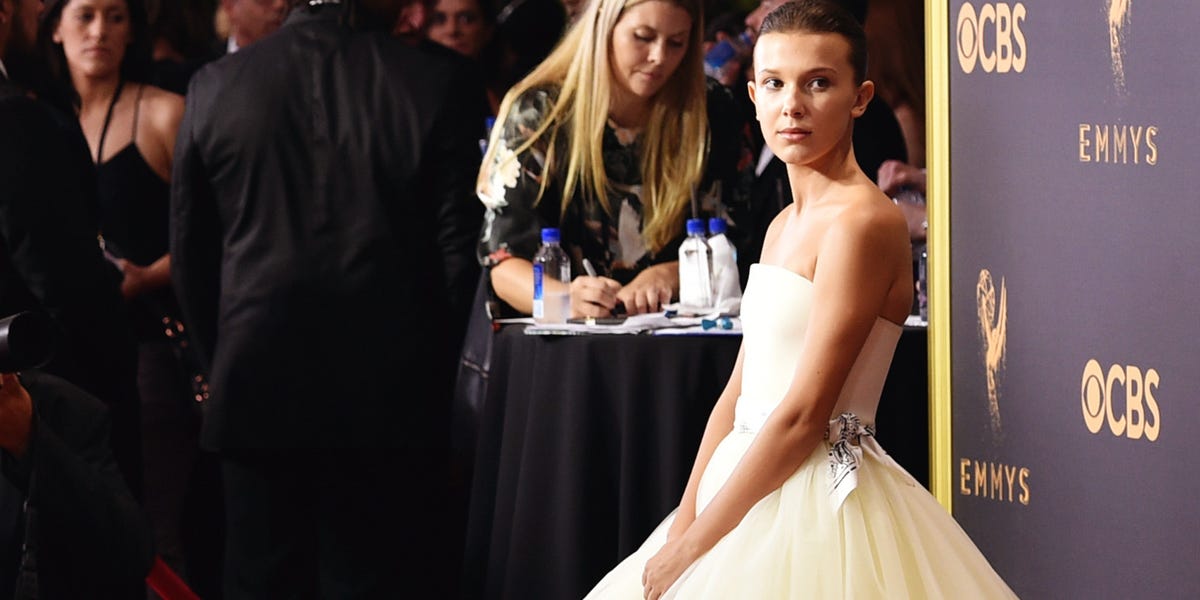 Millie Bobby Brown Wears Calvin Klein to the 2017 Emmy Awards