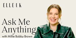 millie bobby brown smiling at camera during a game of ask me anything