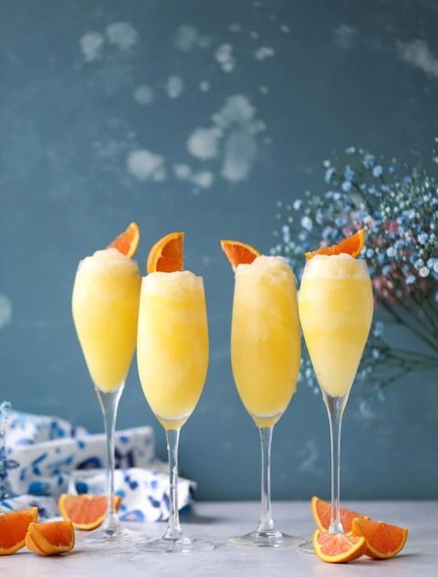 frozen mimosas with orange slices