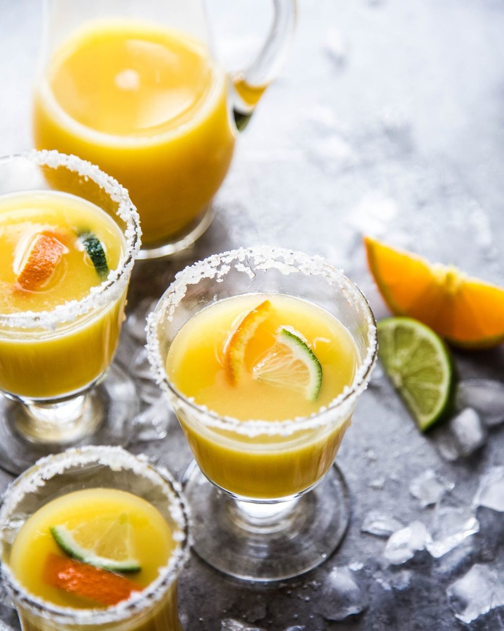 mimosa margarita with orange and lime