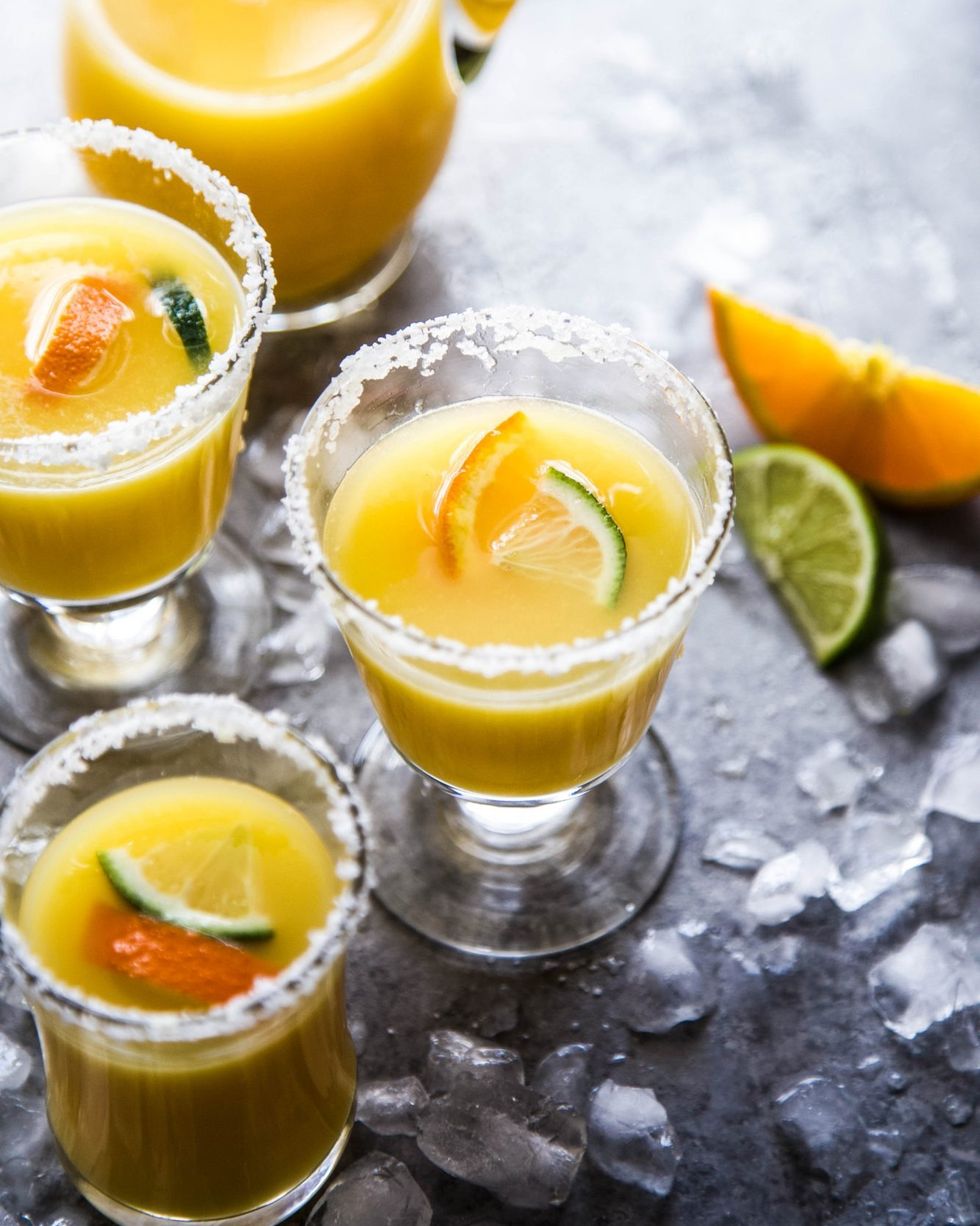 mimosa margarita with orange and lime
