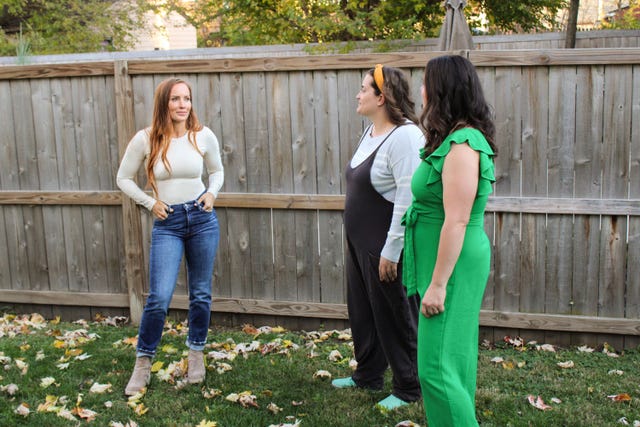 in indianapolis, in, mina starsiak hawk shows off the backyard of this home to sienna and friend sylva, as seen on house hunters all stars, season 1