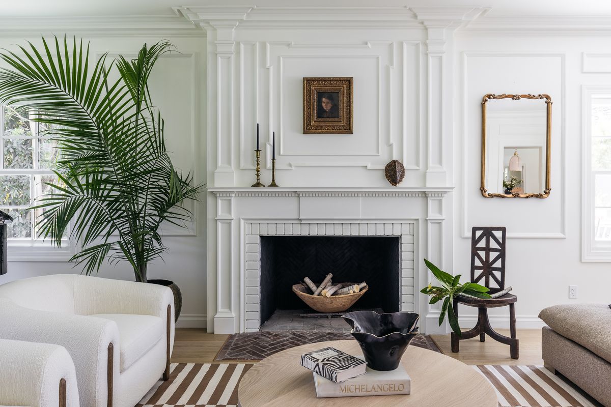 fireplace with detailed white mantle
