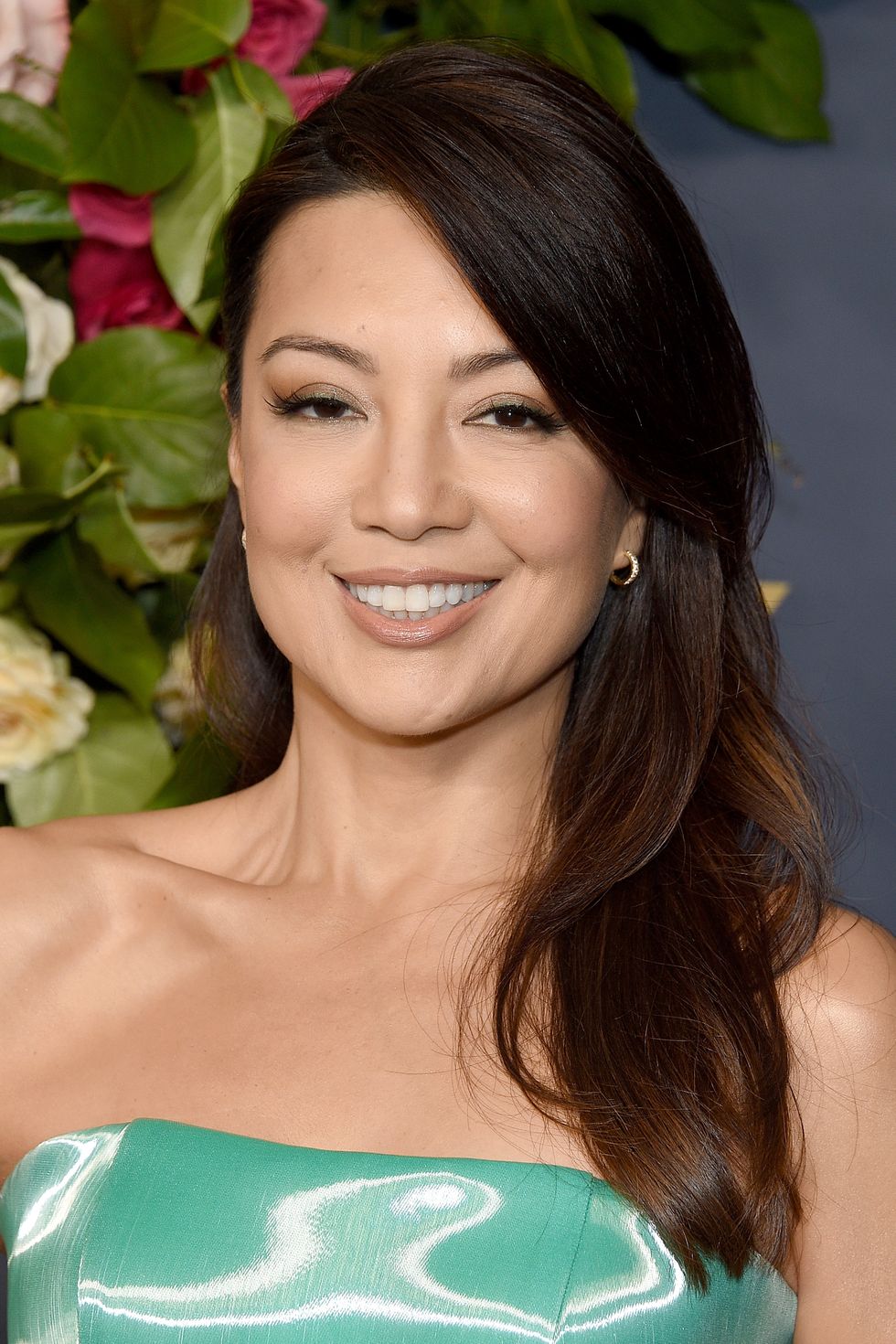 hairstyles for women over 50  ming na wen with side swept bangs
