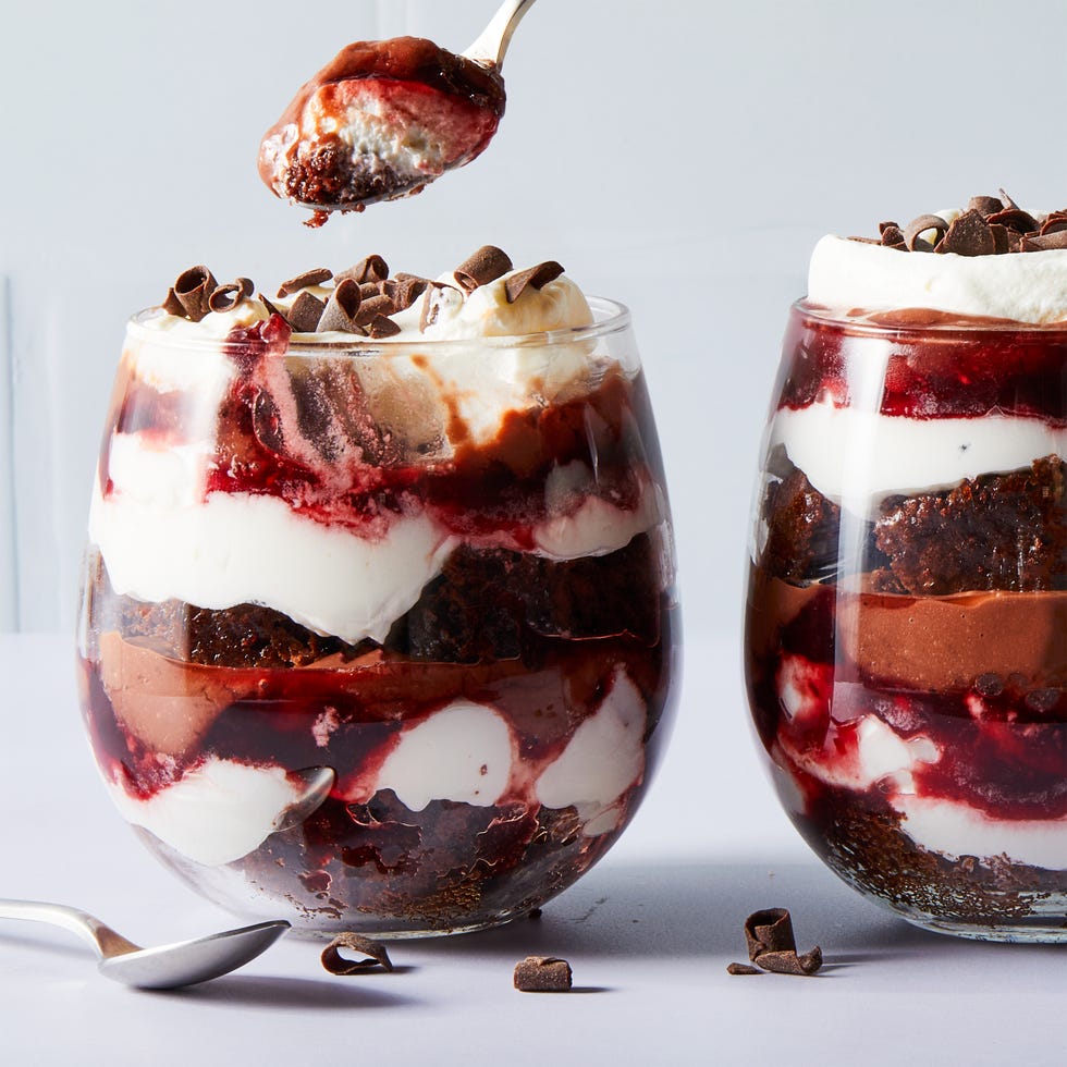 layered black forest trifles