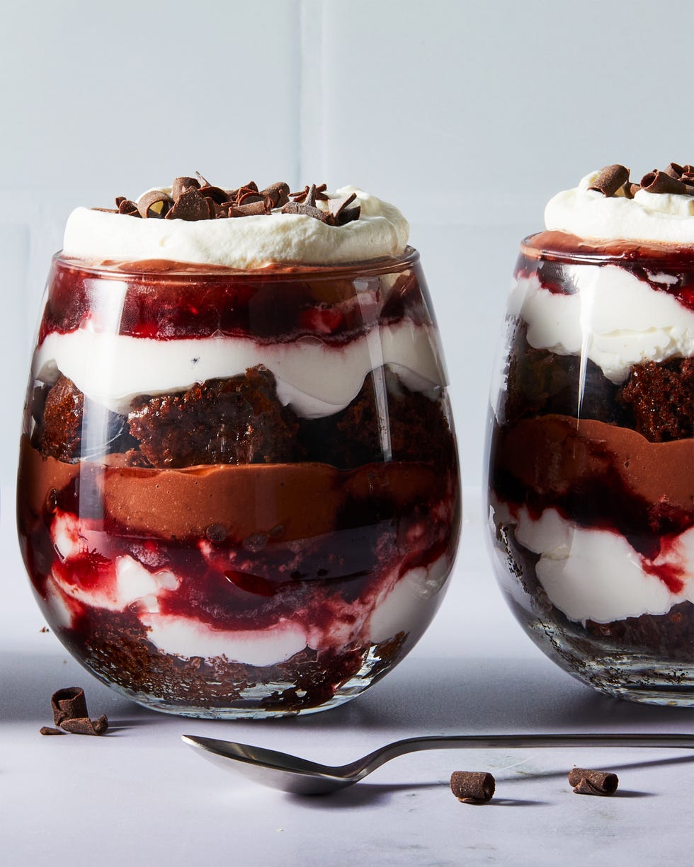layered black forest trifles