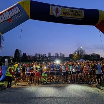 starting line at a running event with participants lined up starting line at a running event with participants lined up