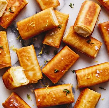 feta wrapped in phyllo and fried served with honey
