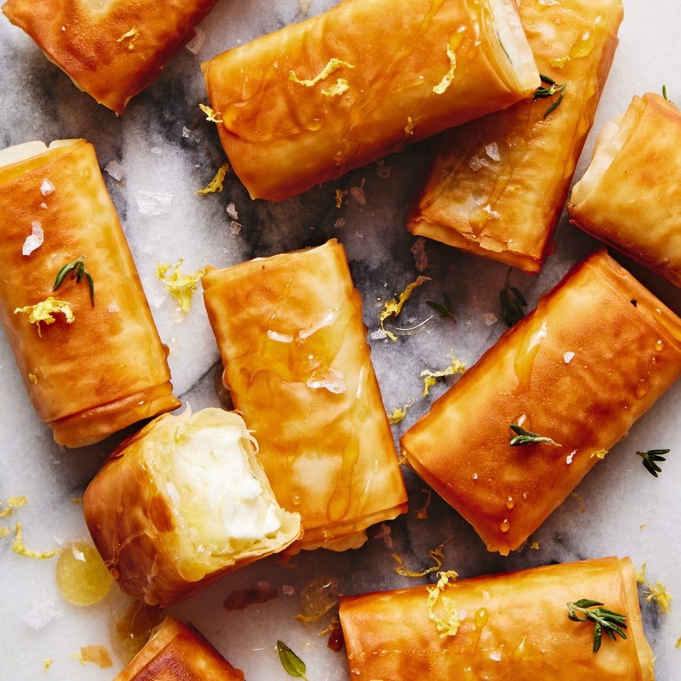 feta wrapped in phyllo and fried served with honey