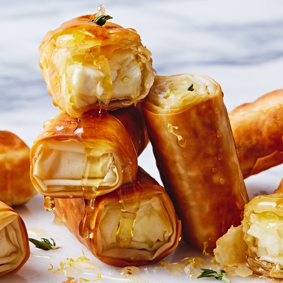 feta wrapped in phyllo and fried served with honey