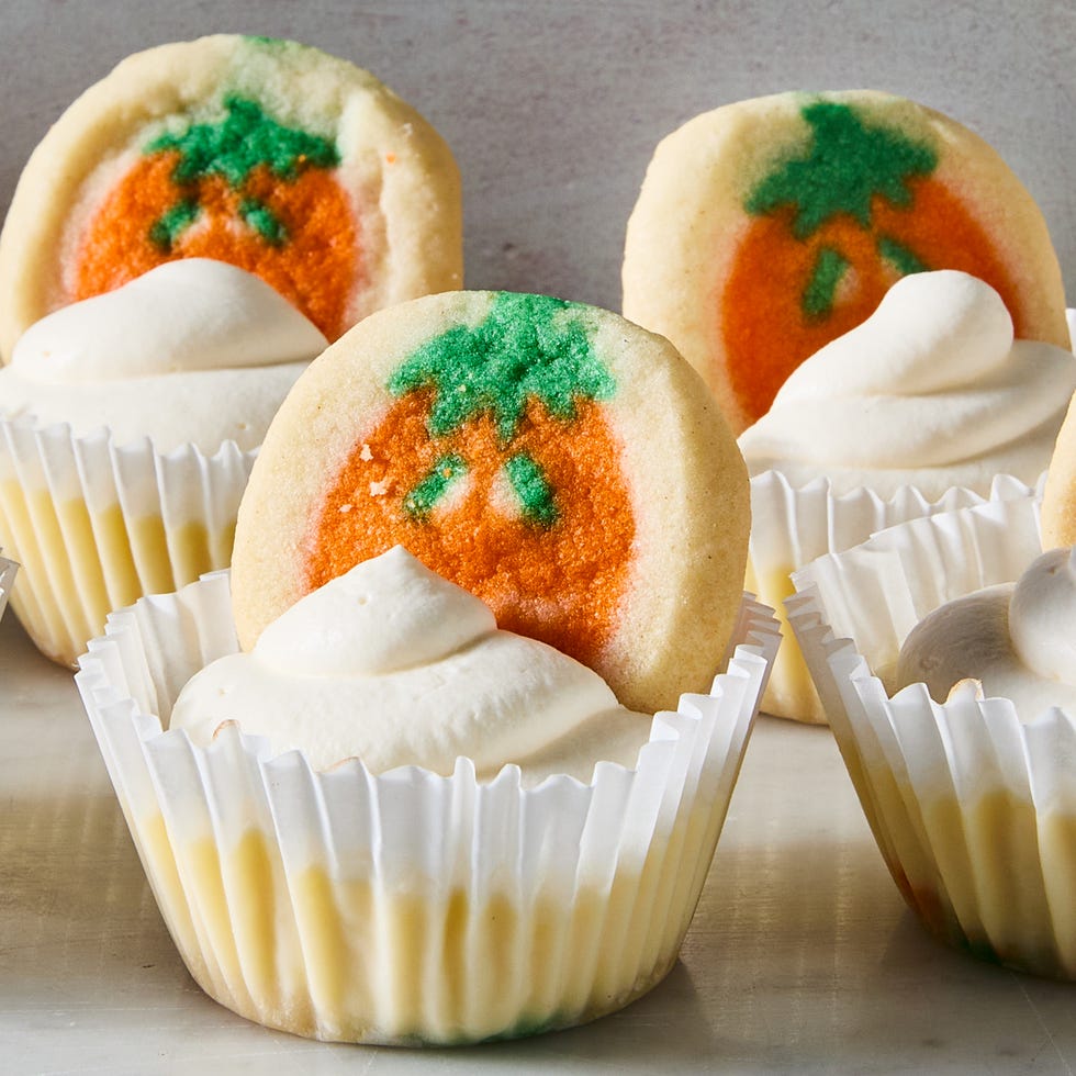 pumpkin pillsbury sugar cookies topped with mini cheesecakes