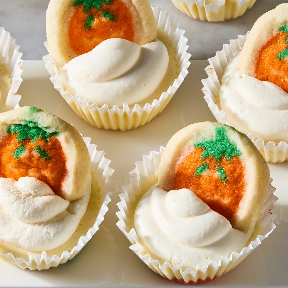 pumpkin pillsbury sugar cookies topped with mini cheesecakes