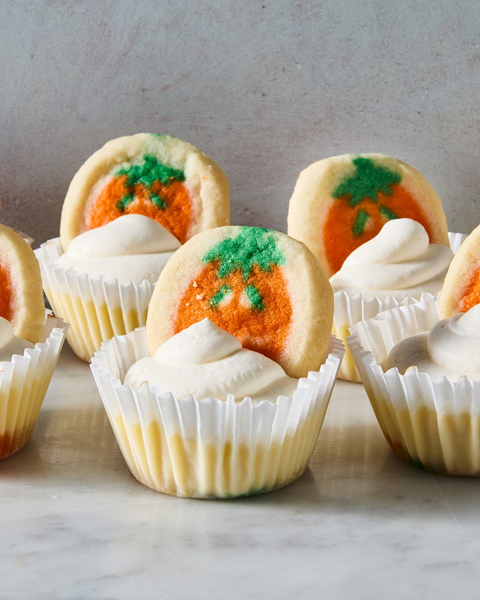 pumpkin pillsbury sugar cookies topped with mini cheesecakes