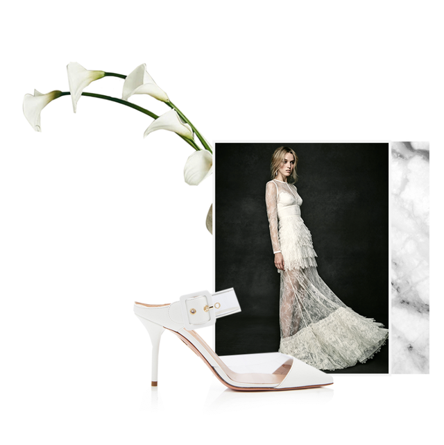 White, Footwear, Dress, High heels, Shoe, Gown, Leg, Plant, Fashion accessory, Wedding dress, 
