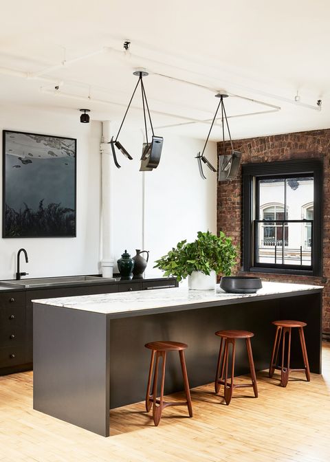 minimalist industrial black and white kitchen