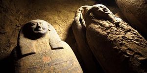 two of the myriad coffins recently discovered in egypt