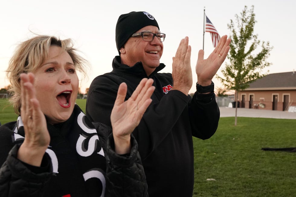 Minnesota gubernatorial candidate Tim Walz (right) and his wife Gwen Walz (left)