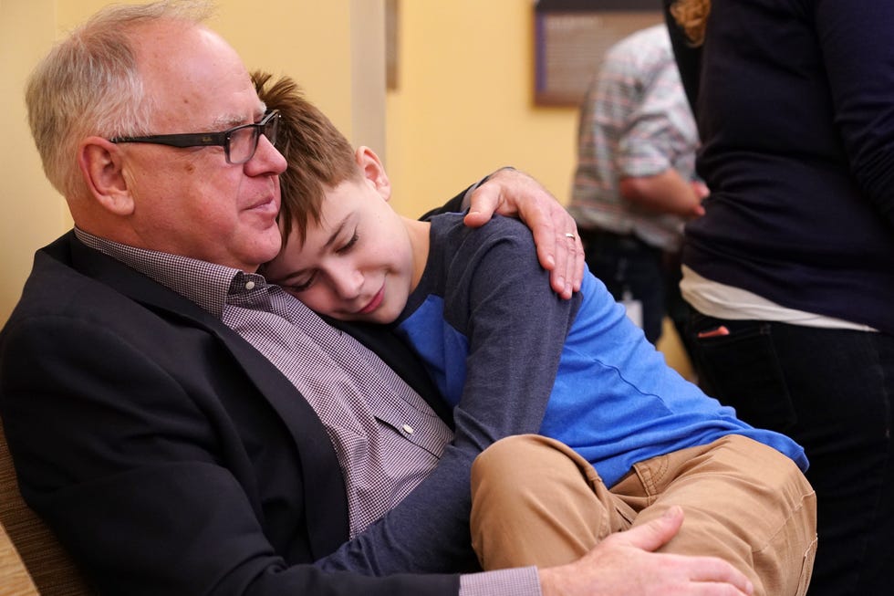 Minnesota Governor Tim Walz with his son Gus