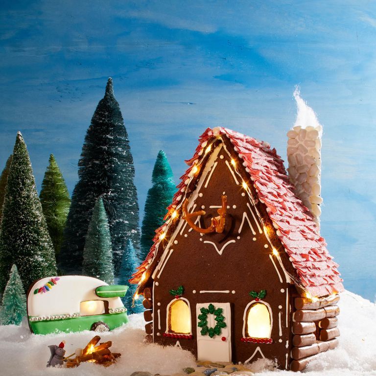 traditional christmas foods a gingerbread house made from mint chocolate cookie dough