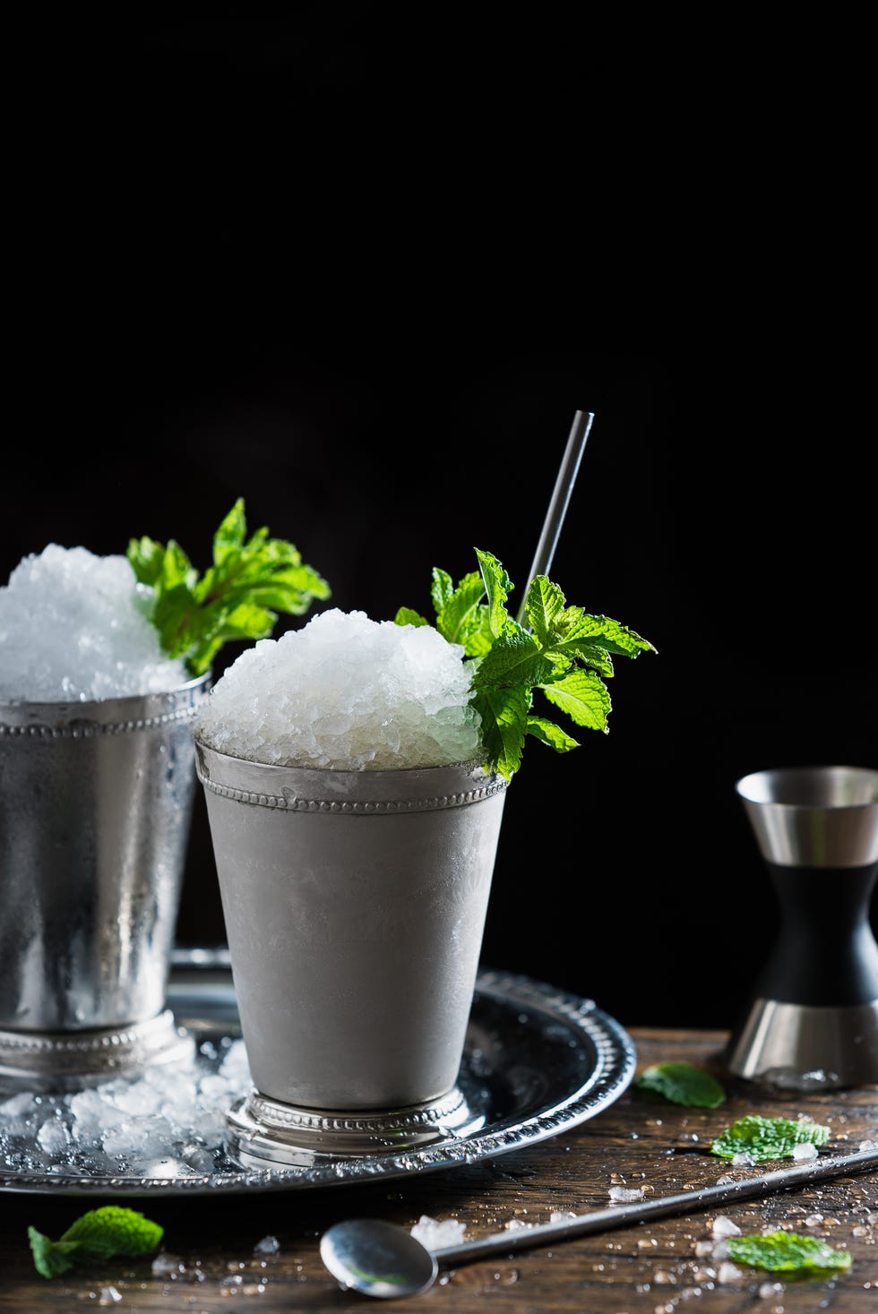 mint julep with vibrant green mint and crushed ice,tulsa,oklahoma,united states,usa
