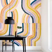 colorful wallpaper in dining room