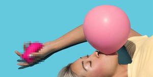 Pink, Balloon, Arm, Party supply, Hand, Leisure, Play, 