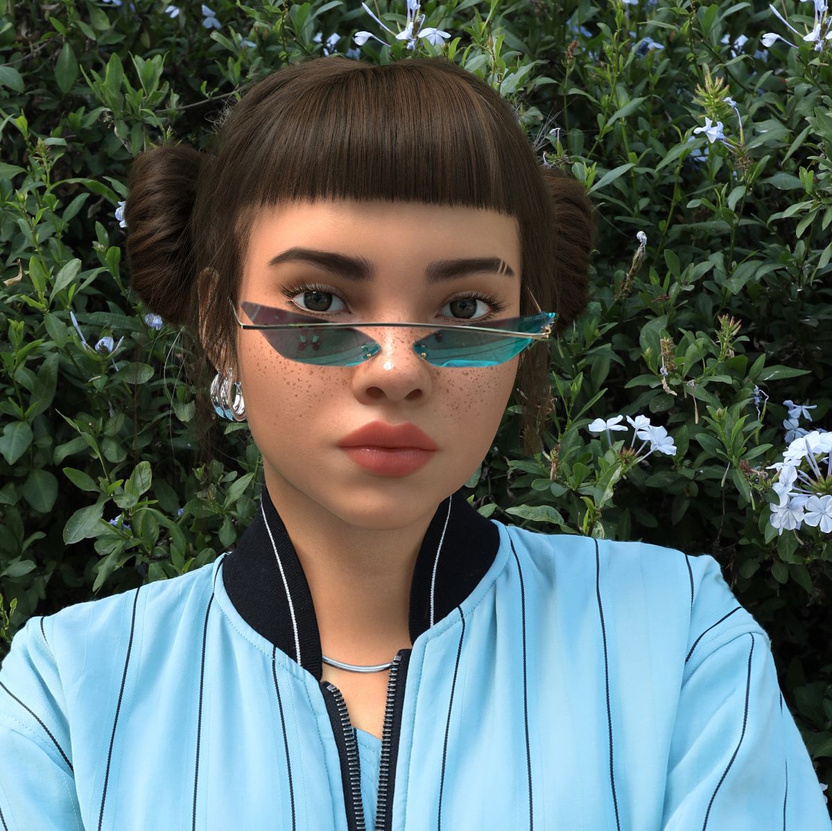 realistic female with clothing louis vuitton 3D model