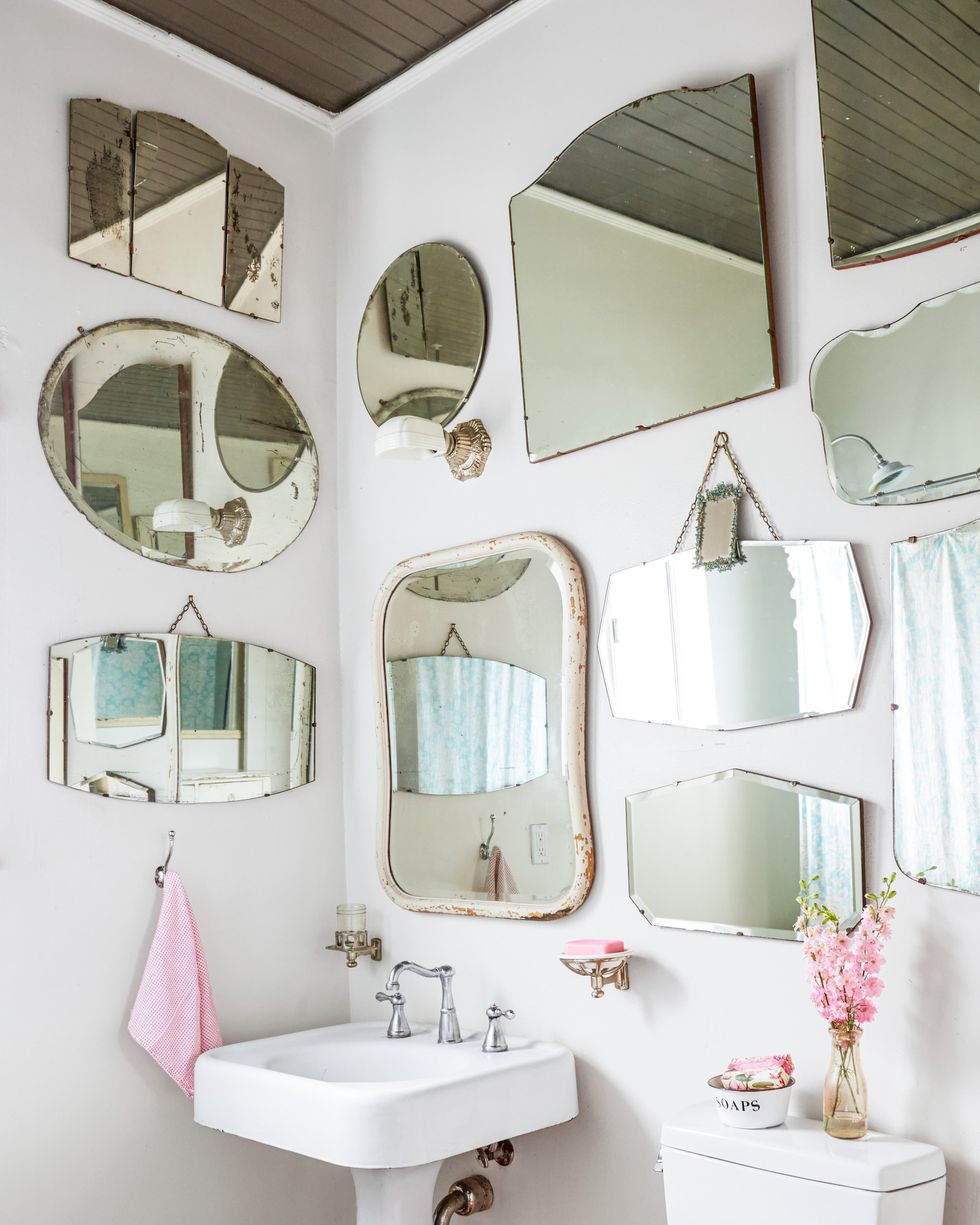 powder bathroom with mirror collection