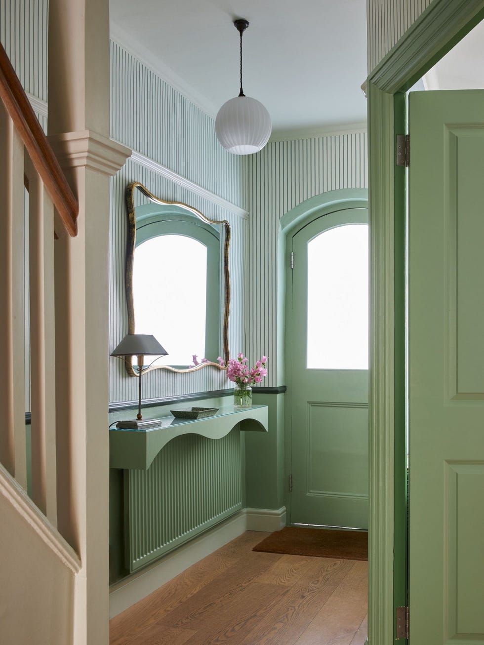 Hallway with window and sink