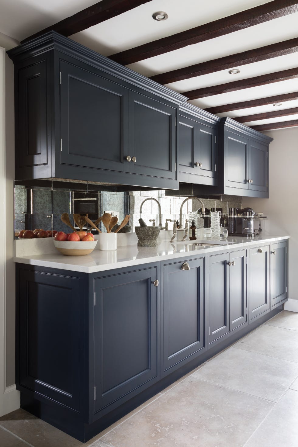 kitchen with black cabinets