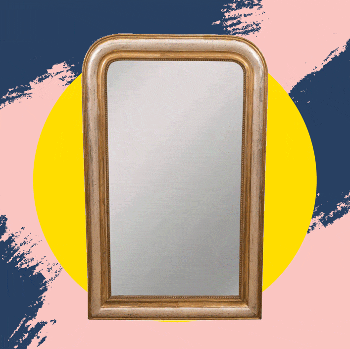 Tall French Louis Philippe Mirror With White Paint